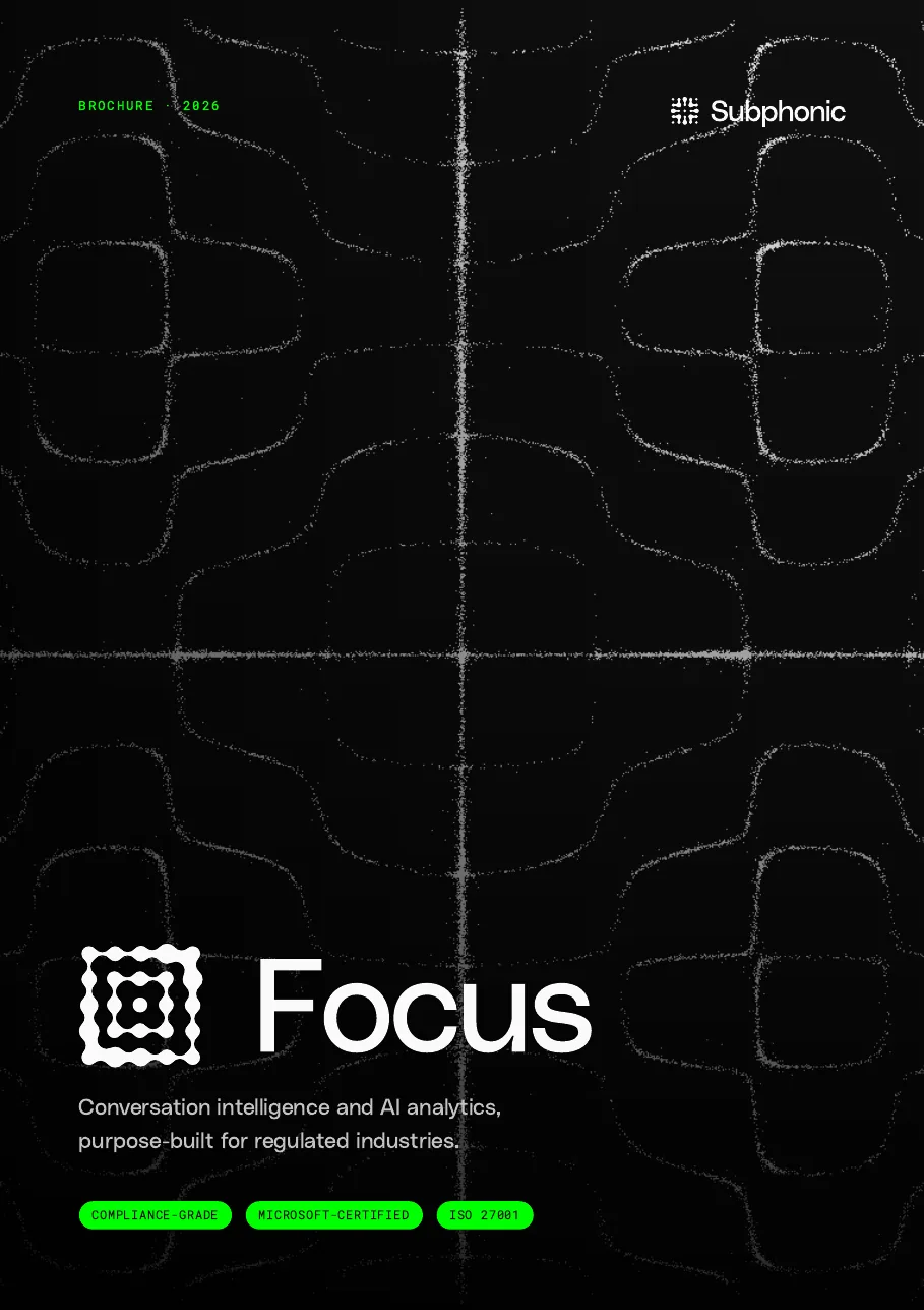 Subphonic Focus brochure 2026 — cover